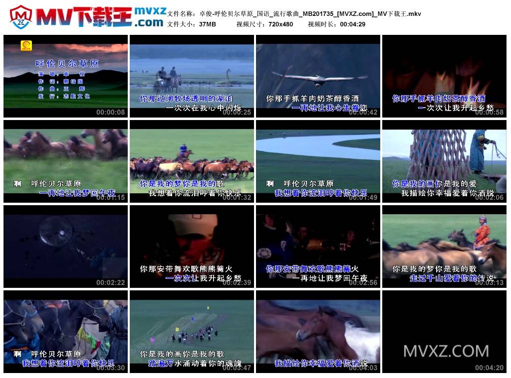 卓俊-呼伦贝尔草原_国语_流行歌曲_MB201735